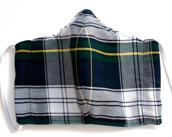 Men's Gordon Dress Tartan Face Mask:  Reusable, Cotton, Insert Pocket, Nose Wire