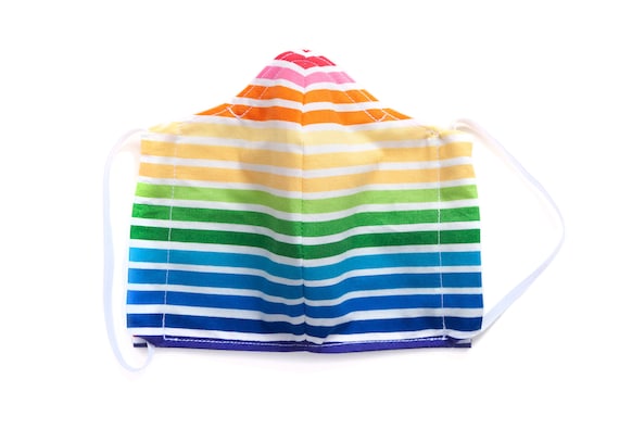 Large Reusable Face Mask with Insert Pocket and Nose Wire - Rainbow Pride