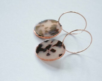 Olivia Hoop Earrings - Blonde Tortoise with Rose Gold Foil Finish (14k Gold Filled)