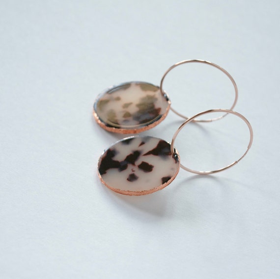 Olivia Hoop Earrings - Blonde Tortoise with Rose Gold Foil Finish (14k Gold Filled)