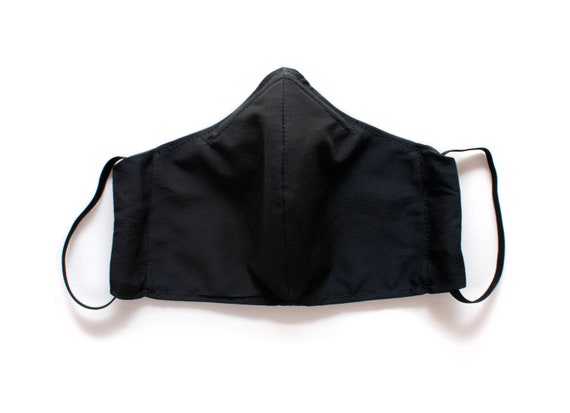 Reusable Face Mask with Insert Pocket and Nose Bridge - Black (Made with Liberty Fabric)
