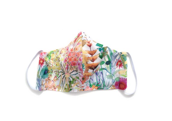 Reusable Face Mask with Insert Pocket and Nose Bridge - Pastel Tresco (Made with Liberty Fabric)