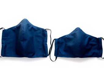 Liberty London Navy Face Mask: Reusable, Cotton, Insert Pocket, Nose Wire