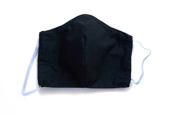 Large Reusable Face Mask with Insert Pocket and Nose Wire - Solid Black