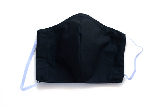 Large Reusable Face Mask with Insert Pocket and Nose Wire - Solid Black