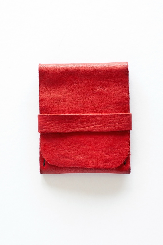 Simple Leather Cardholder - Holiday Red