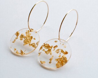 Olivia Hoop Earrings - Clear Confetti (14k Gold Filled)