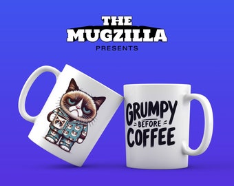 Grumpy Before Coffee Mug Cat Meme Mug Adorable Cat Mugs Ceramic Grumpy Coffee Mugs Grumpy gifts