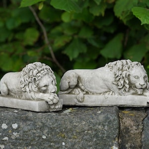 Paar von Canova Löwenstein Statuen | Italienische klassische Skulptur Tier im Freien Gartenlöwen Geschenk