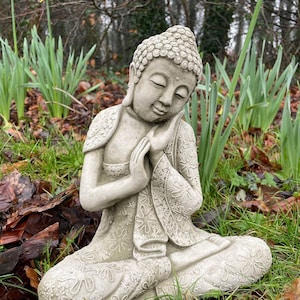 Resting Buddha Stone Statue | Oriental Zen Monk Outdoor garden ornament Decoration Gift