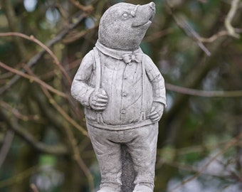 Mr mole stone statue | wind in the willows animal garden ornament outdoor toad British UK gift
