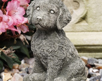 Cockapoo puppy dog stone statue | animal garden outdoor ornament decoration