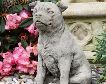 Staffordshire bull terrier dog stone statue | animal pup outdoor garden ornament