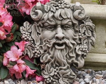 Plaque en pierre de Bacchus Greenman | ornement de décoration de statue de maison en plein air de jardin m