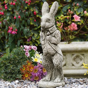 Peter Rabbit Large Stone Statue | Outdoor Garden Ornament Beatrix Potter Decoration British Hare Bunny Gift