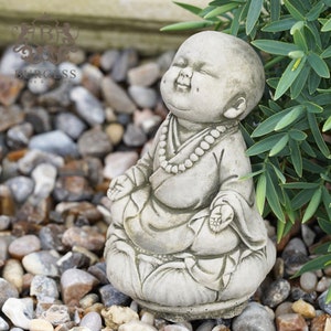 Zen monk stone statue | outdoor garden buddha reconstituted oriental ornament