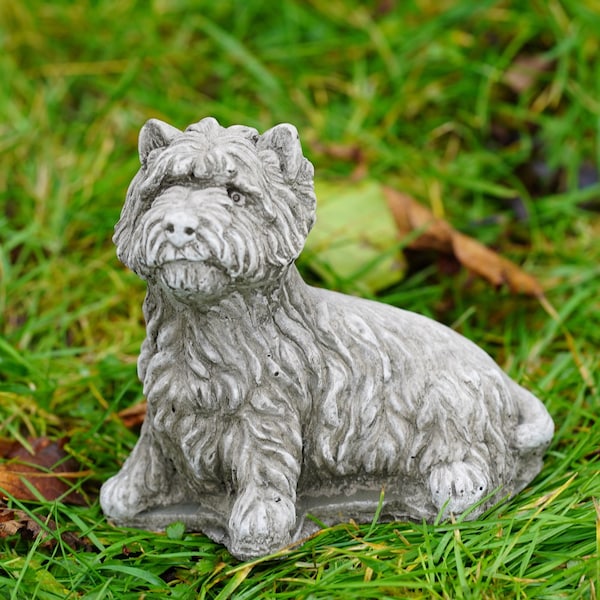 Westie puppy dog stone statue | animal outdoor garden ornament decoration British pet gift