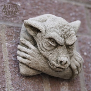 Hanging gremlin stone statue | gargoyle sprite outdoor decoration garden ornament plaque gift