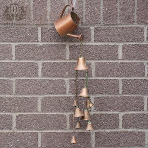 Watering Can Wind Chime | Metal Copper Effect Antique Verdigris Patina Windchime Outdoor Garden Ornament British Gift