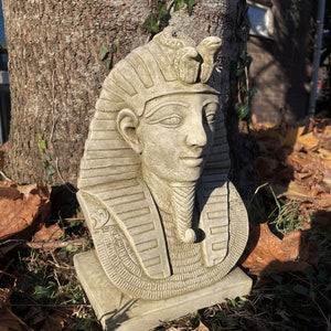 Tutankhamun egyptian head stone statue | outdoor monk garden ornament decoration
