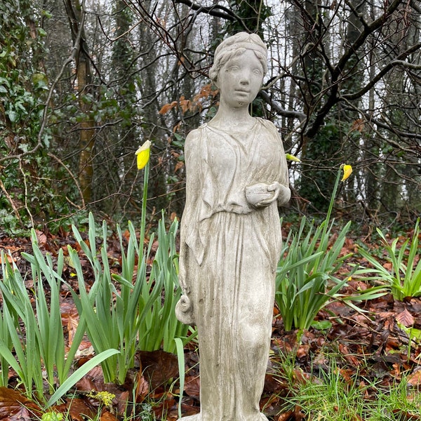 Greek lady stone garden statue | outdoor classical roman god sculpture ornament