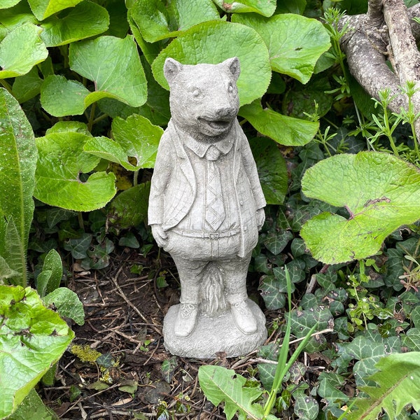 Mr badger stone statue beatrix potter wind willow animal garden outdoor ornament