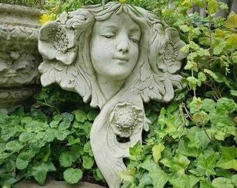 Art nouveau wall planter statue | reconstituted stone concrete garden ornament