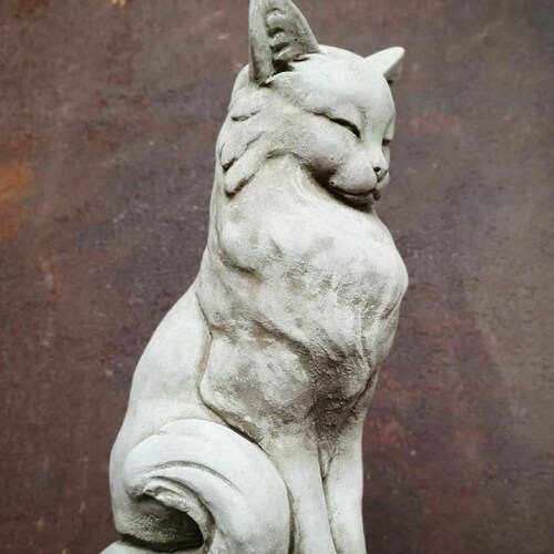 Lovely Cat Stone Statue Kitten Animal Outdoor Garden Etsy