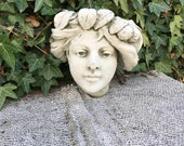 Reconstituted stone girl wall planter statue vintage concrete garden ornament Outdoor