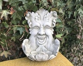 Reconstituted stone green man bird feeder statue concrete garden ornament Outdoor Concrete
