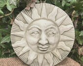 Reconstituted stone sun plaque statue vintage style concrete garden ornament Outdoor