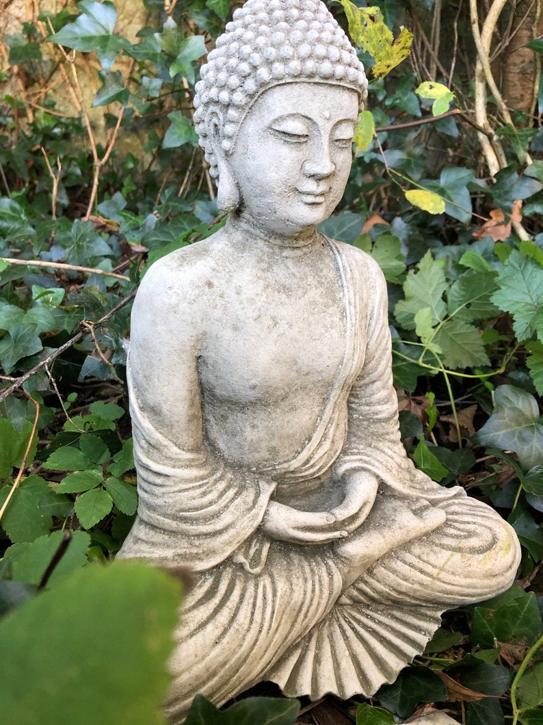 Reconstituted Stone Robed Buddha Statue Vintage Finish - Etsy