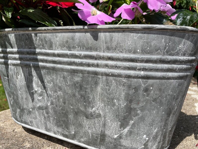 Galvanised Oval Trough W Handles Outdoor Garden Metal Steel Etsy