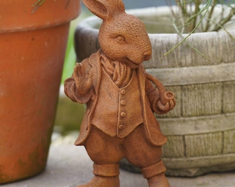 Peter rabbit cast iron garden sculpture statue | outdoor potter wind willows