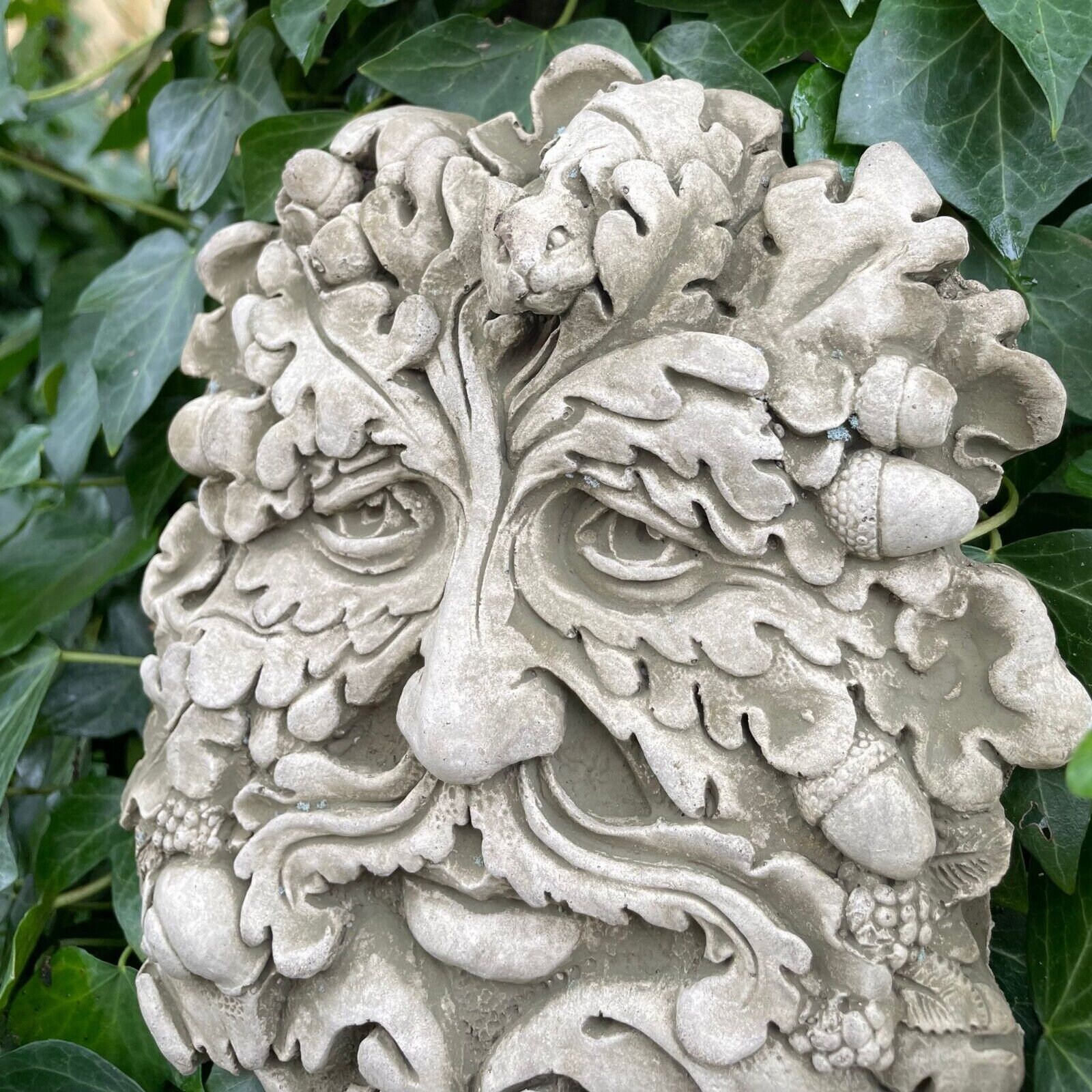 Set 4x Four Seasons Green Man Stone Hanging Plaque | Ivy Outdoor