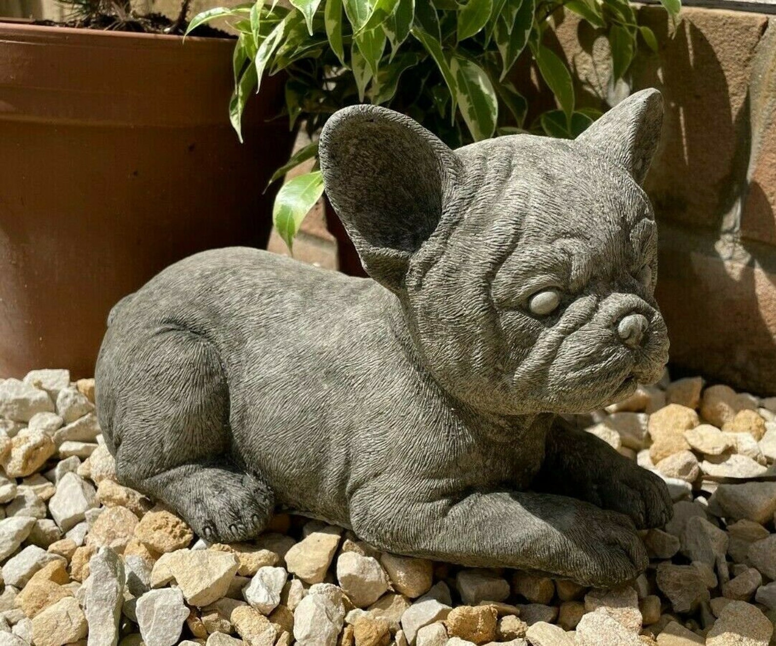 French Bulldog Puppy Stone Garden Statue Reconstituted Etsy UK