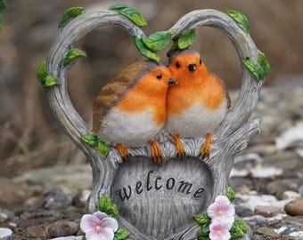 Welcome Robin Statue Home Garden British Robins Bird Sculpture Outdoor Ornament Robins Appear British Gift