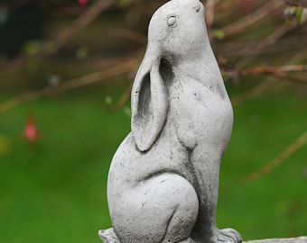 Rabbit gazing hare stone statue | animal bunny outdoor decoration garden ornament