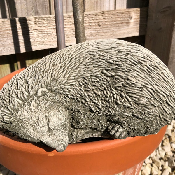 Sleeping hedgehog statue | reconstituted stone animal concrete garden ornament