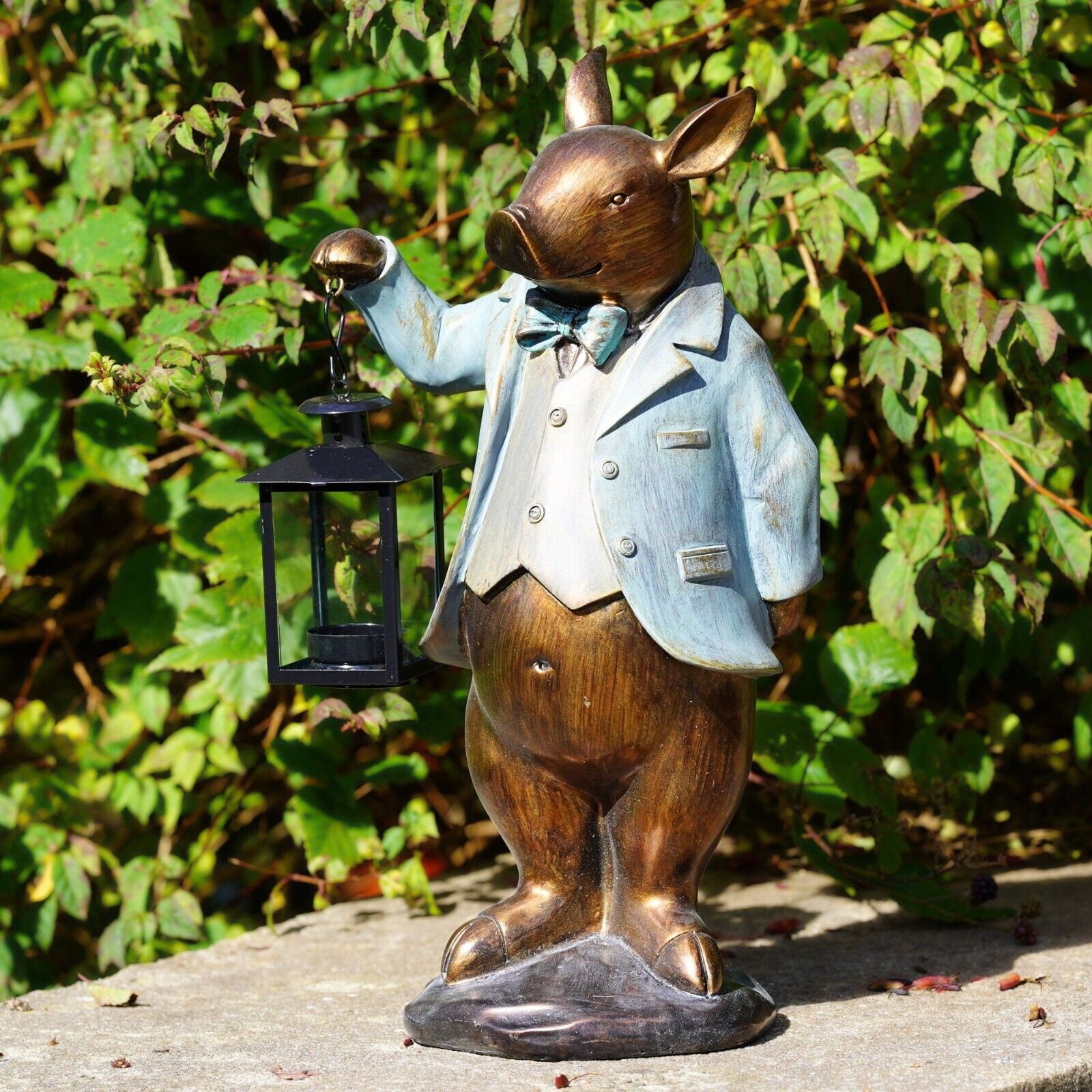 Large Pig With Lantern Ornament | Home Garden Statue Decoration