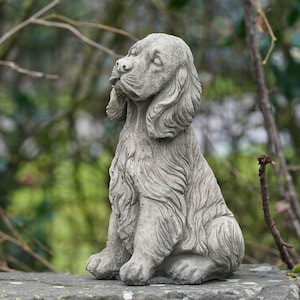 Spaniel stone statue | animal puppy dog outdoor garden sculpture figure ornament