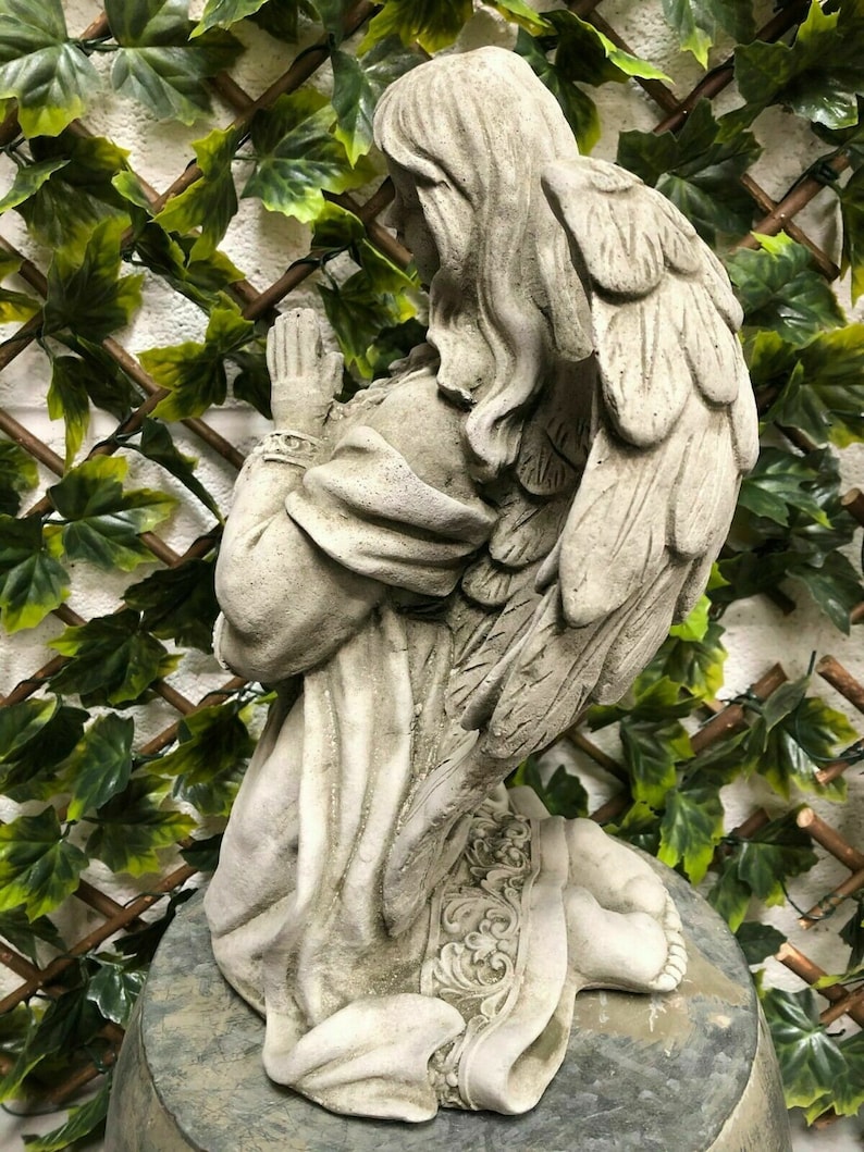 Reconstituted Stone Praying Angel Statue Vintage Concrete Etsy