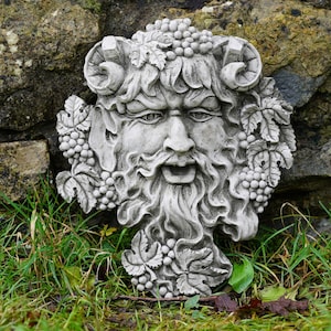 Bacchus greenman stone plaque | garden outdoor home statue decoration ornament m