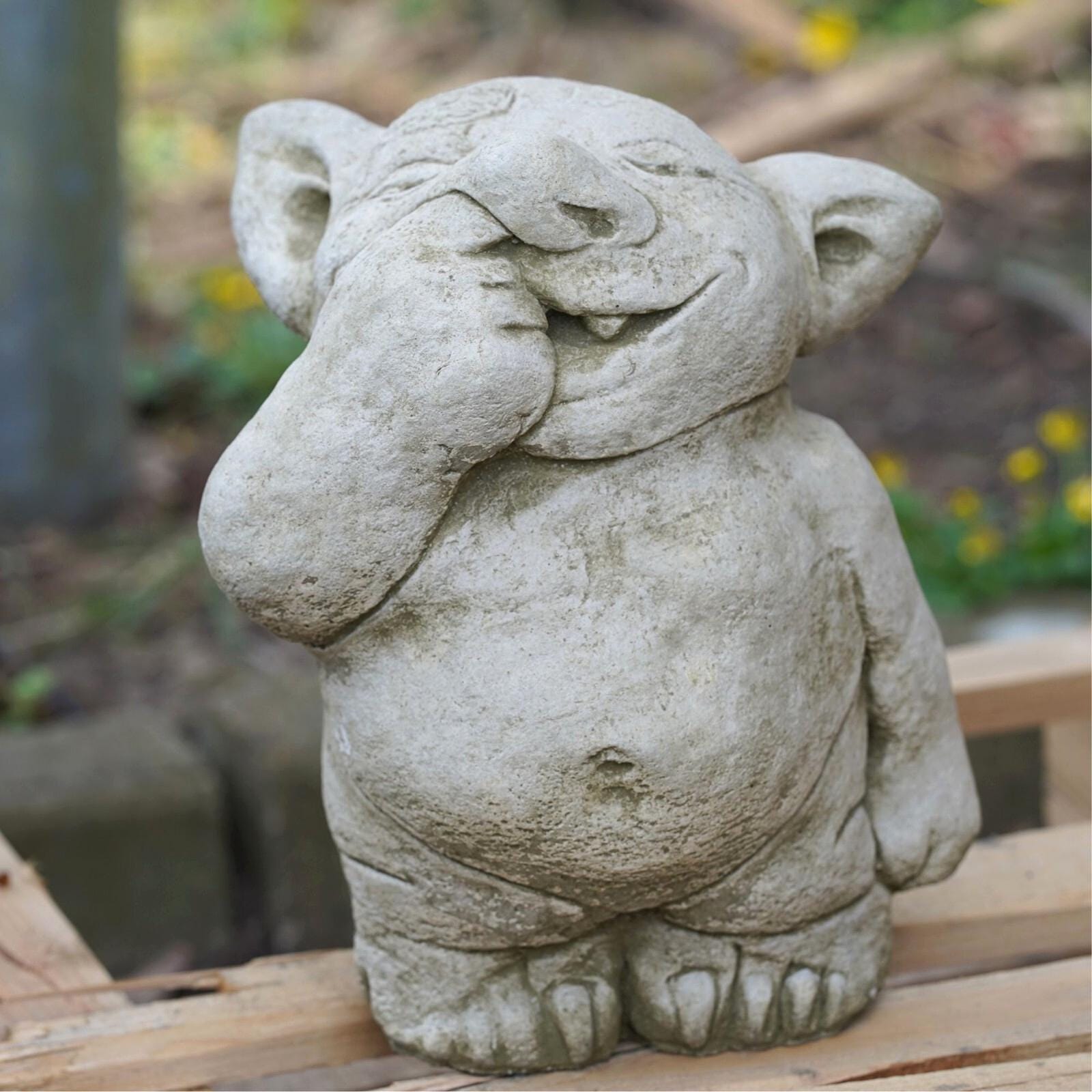 Large Nose Picker Gremlin Stone Statue | Outdoor Gargoyle Garden