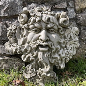 XL Bacchus Greenman Stein Plakette |Garten Outdoor home Statue Dekoration Ornament
