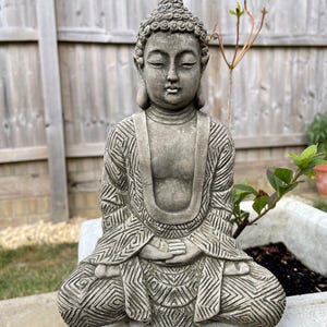 Yang buddha stone statue | oriental monk outdoor garden ornament decoration