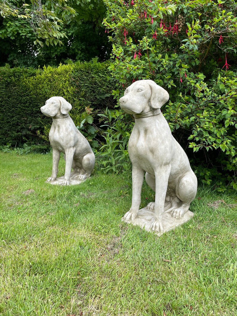 Pair of Hunting Dog Pointer Hound Stone Statues Etsy