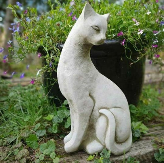 Statue chat siamois b pierre reconstituée animal béton ornement de jardin  décor -  France