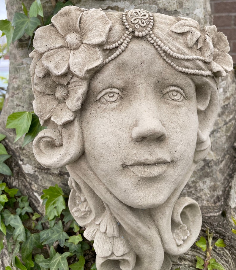 Art Deco Lady Wall Planter Statue Reconstituted Stone Etsy UK