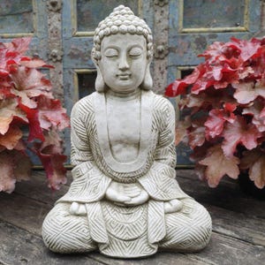 Karma Buddha stone statue | monk oriental garden outdoor decoration ornament British Zen Gift